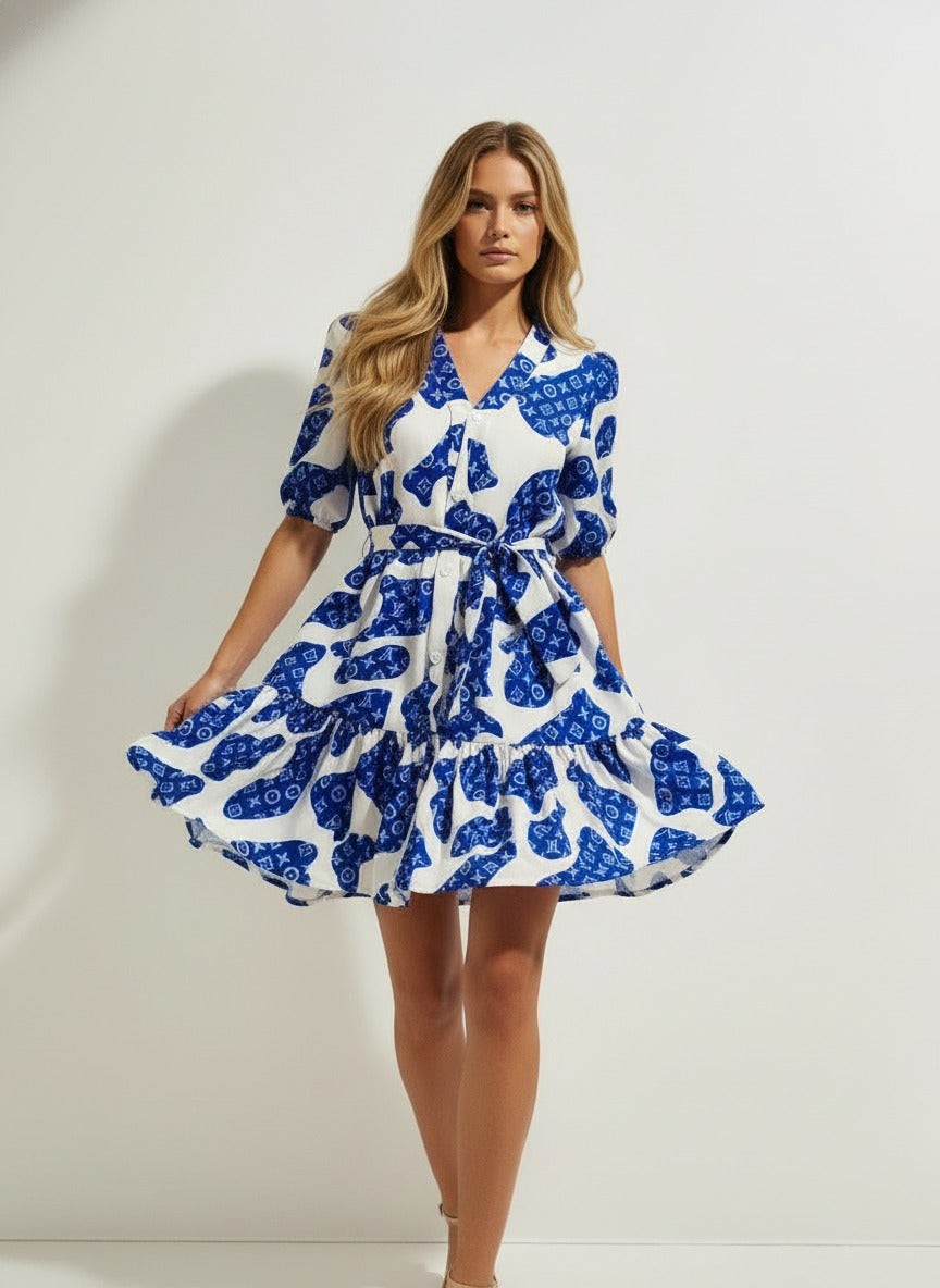 The Cobalt Pop Mini Dress