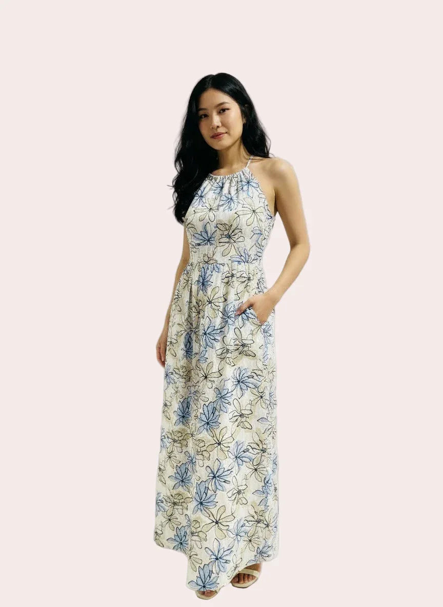 The Coastal Petal Maxi Dress - ArokaLife