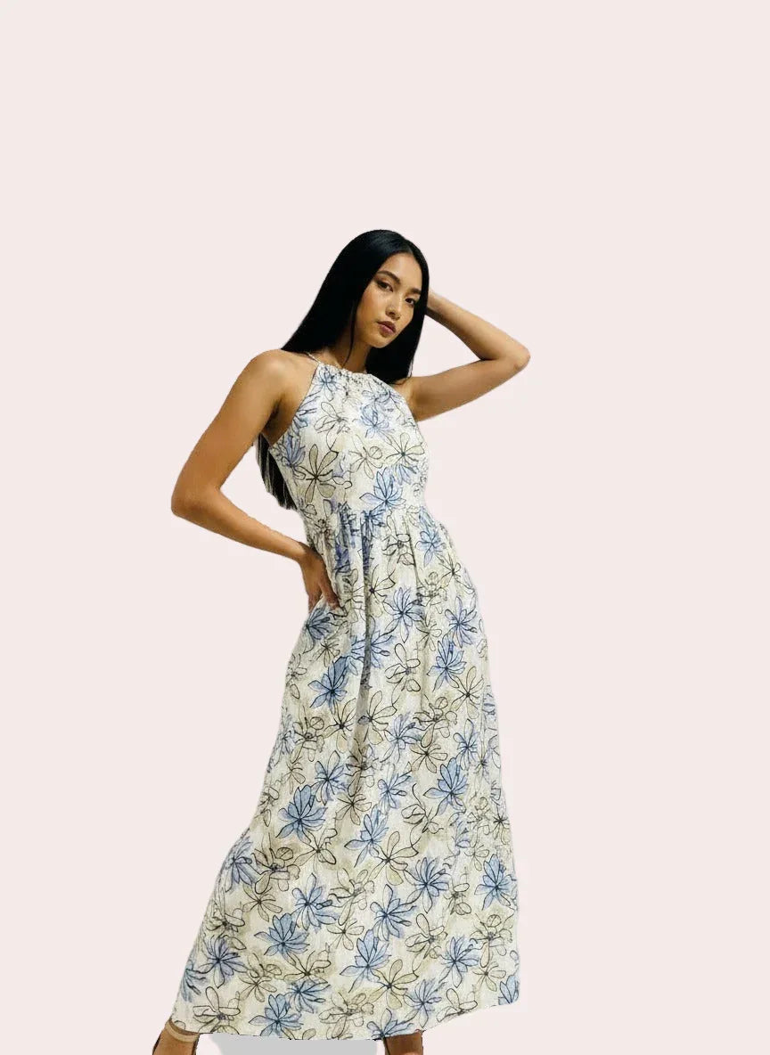 The Coastal Petal Maxi Dress - ArokaLife