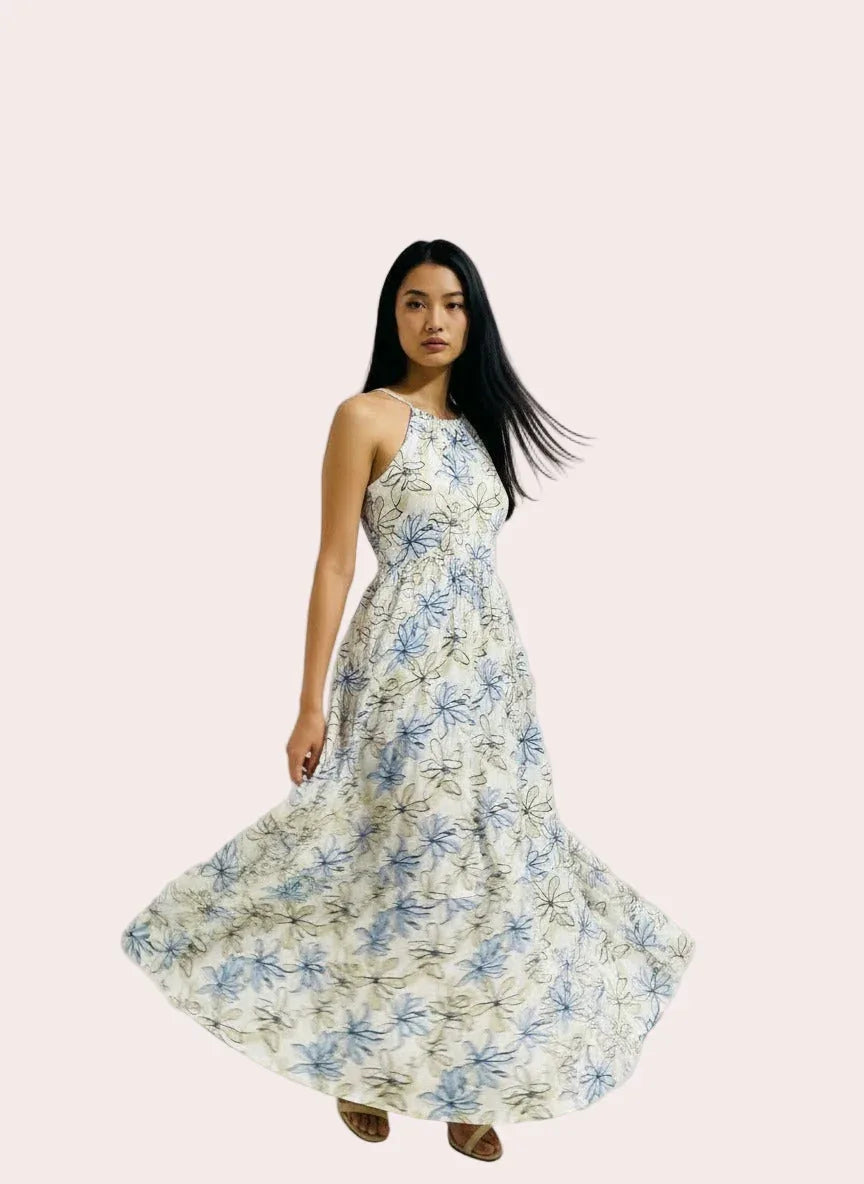 The Coastal Petal Maxi Dress - ArokaLife